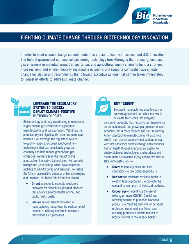 Fighting Climate Change Through Biotechnology Innovation